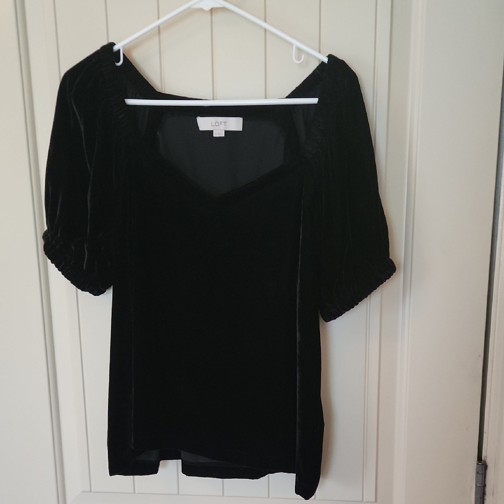 LOFT Elegant Black Velvet Blouse